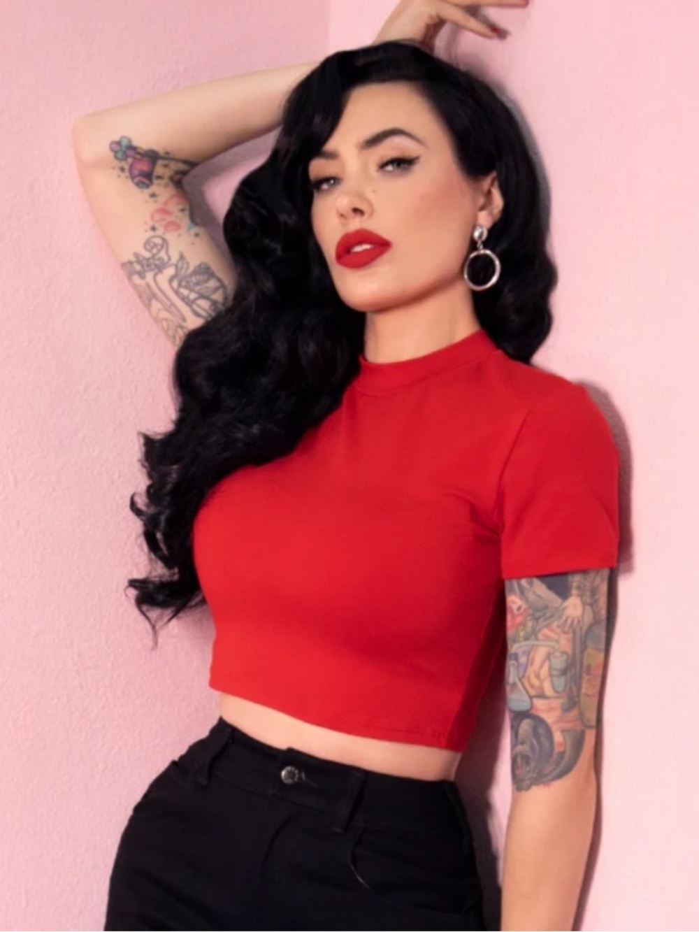 Vixen by Micheline Pitt Bad Girl Crop Top in Red